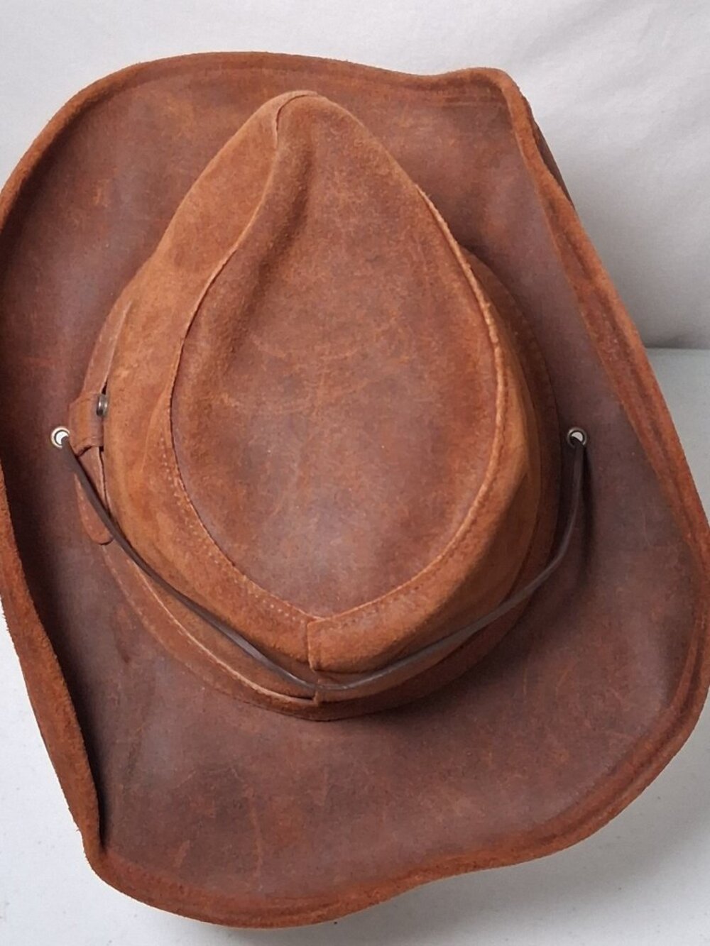 Minnetonka The Aussie Hat Small Brown Leather Outback Snap Boho Western Ranch - Picture 8 of 16